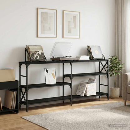 Konsolentisch Schwarz Eichen-Optik 180 x 29 x 76,5 cm Metall PB