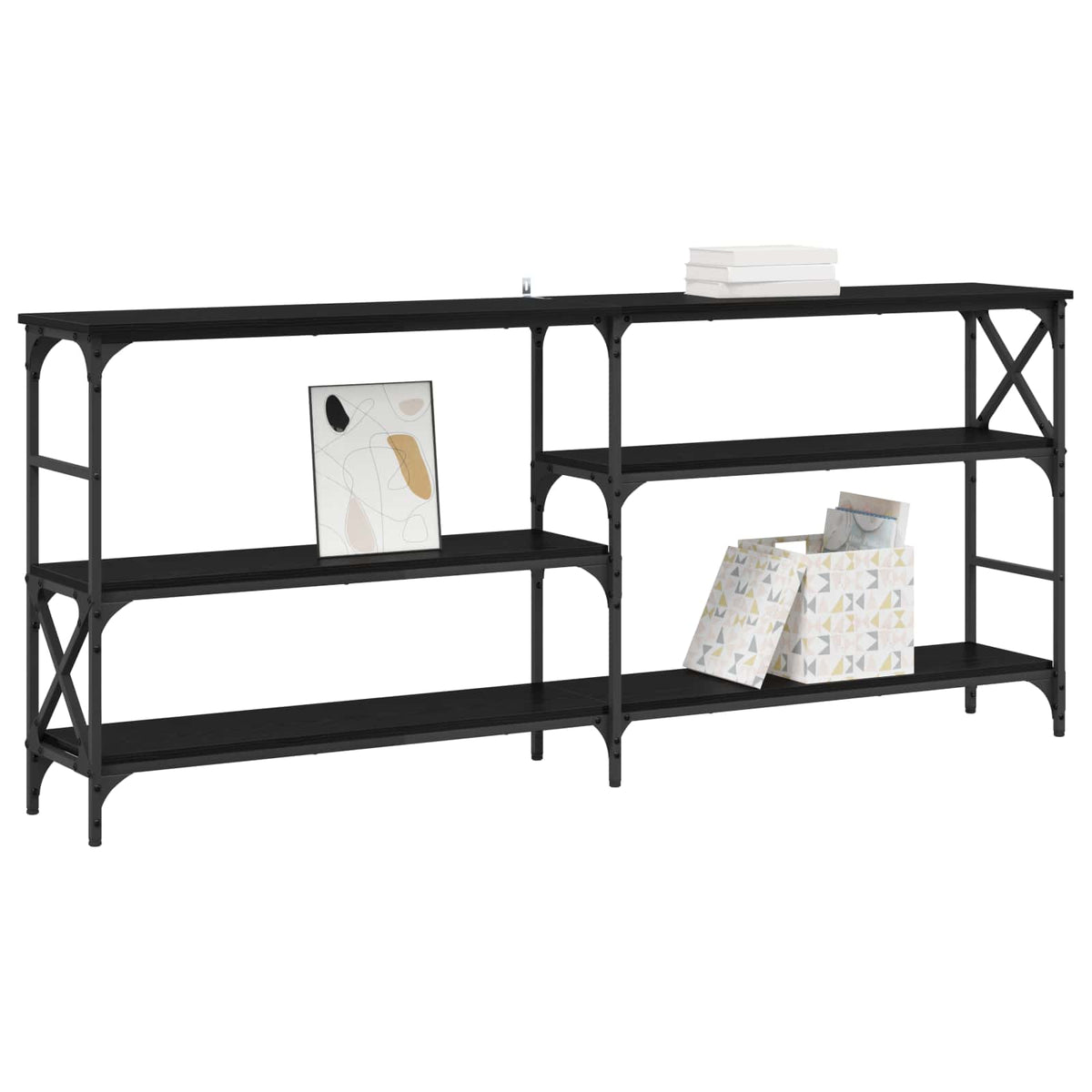Konsolentisch Schwarz Eichen-Optik 180 x 29 x 76,5 cm Metall PB
