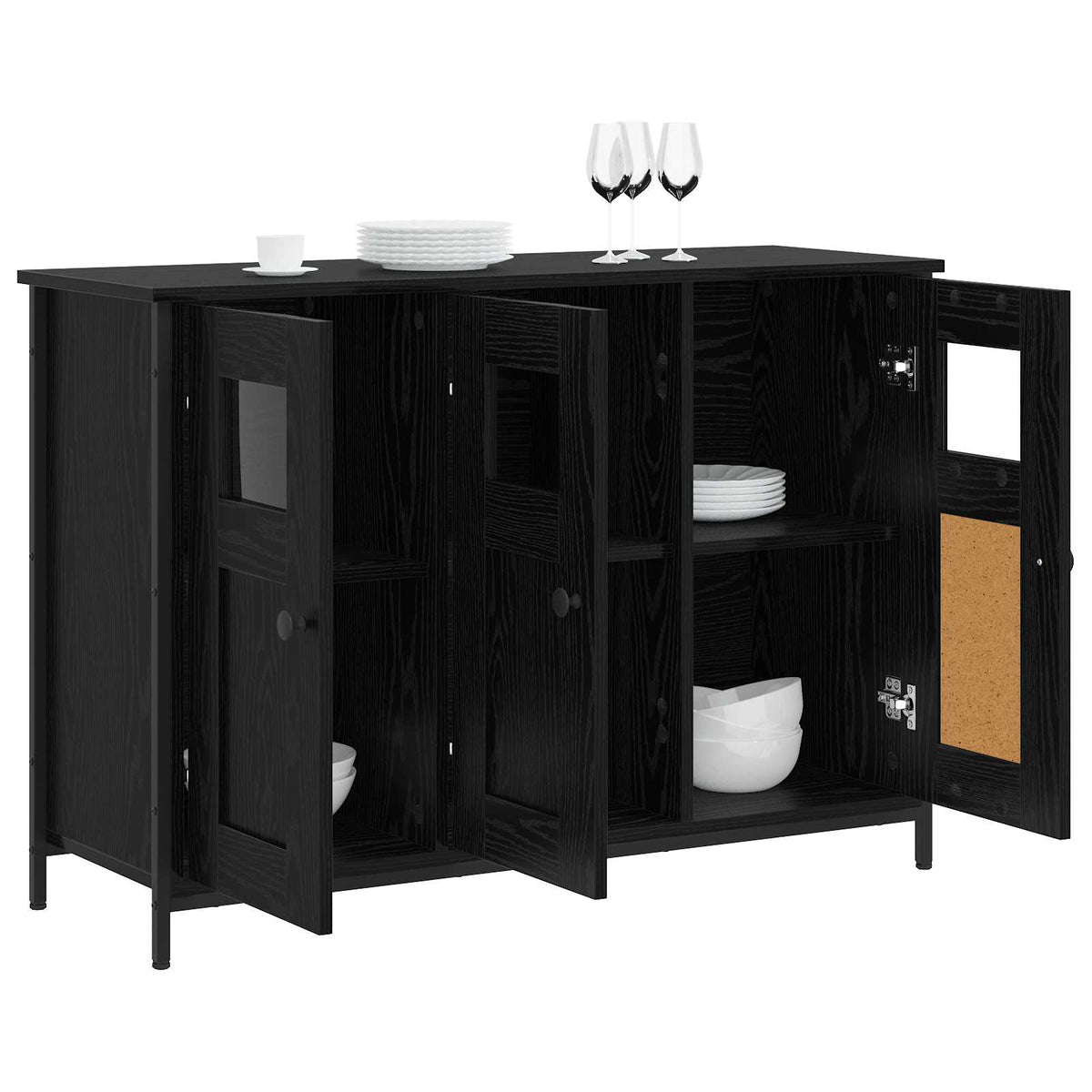 Sideboard Schwarz Eichen-Optik 100 x 35 x 70 cm Holzwerkstoff