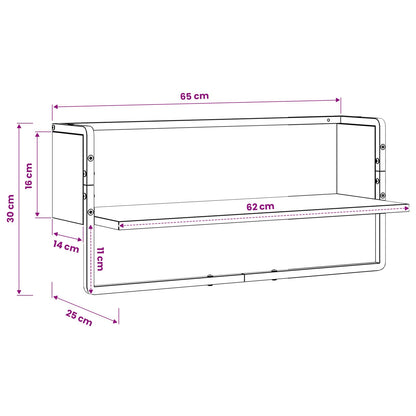 Wandregal Wandhalterung Altholz 65 x 25 x 30 cm Metall PB