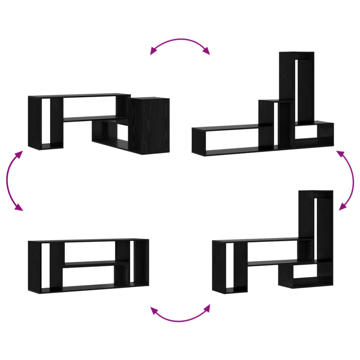 TV-Schränk 100 x 30 x 50 cm Schwarz Eichen-Optik Holzwerkstoff