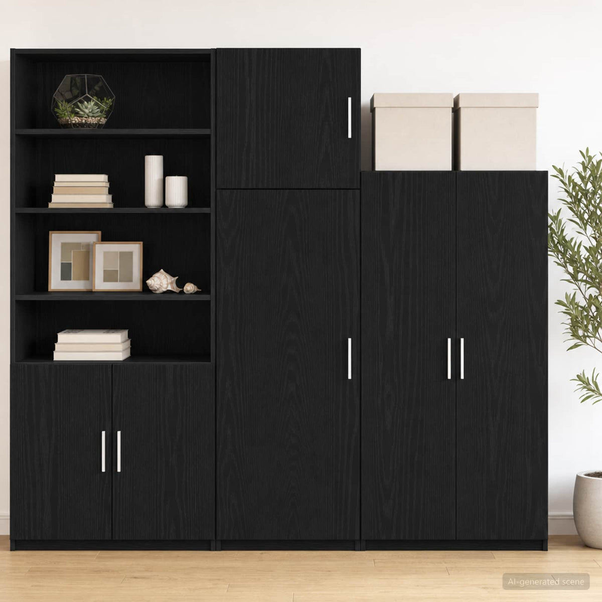 Wandschrank Schwarz Eichen-Optik 40 x 42,5 x 40 cm