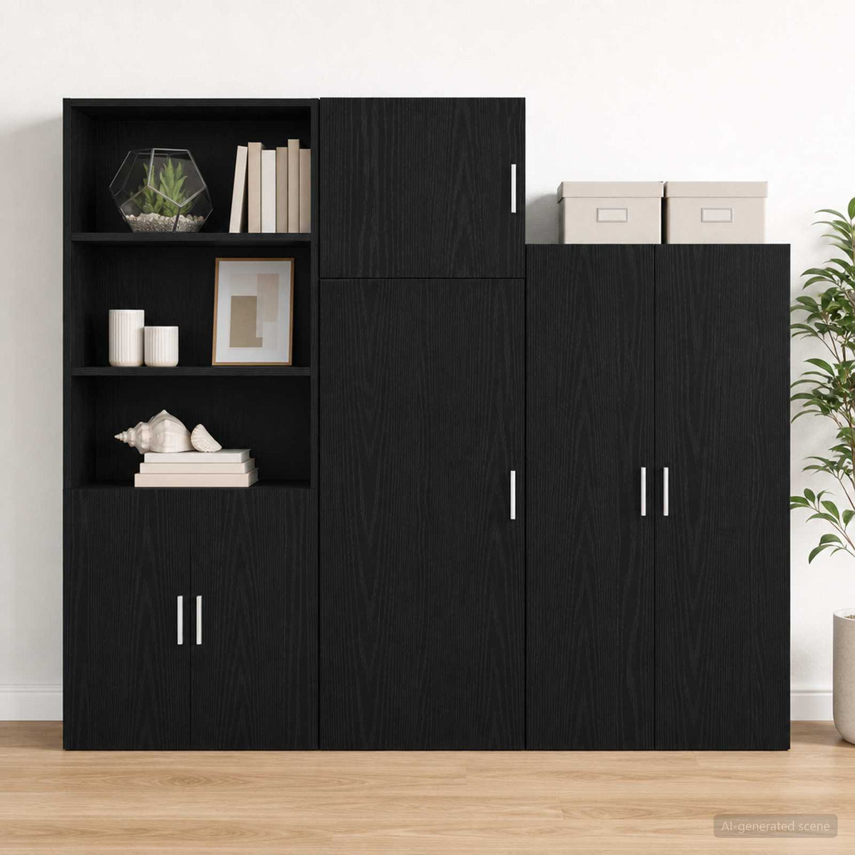 Wandschrank Schwarz Eichen-Optik 45 x 42,5 x 40 cm