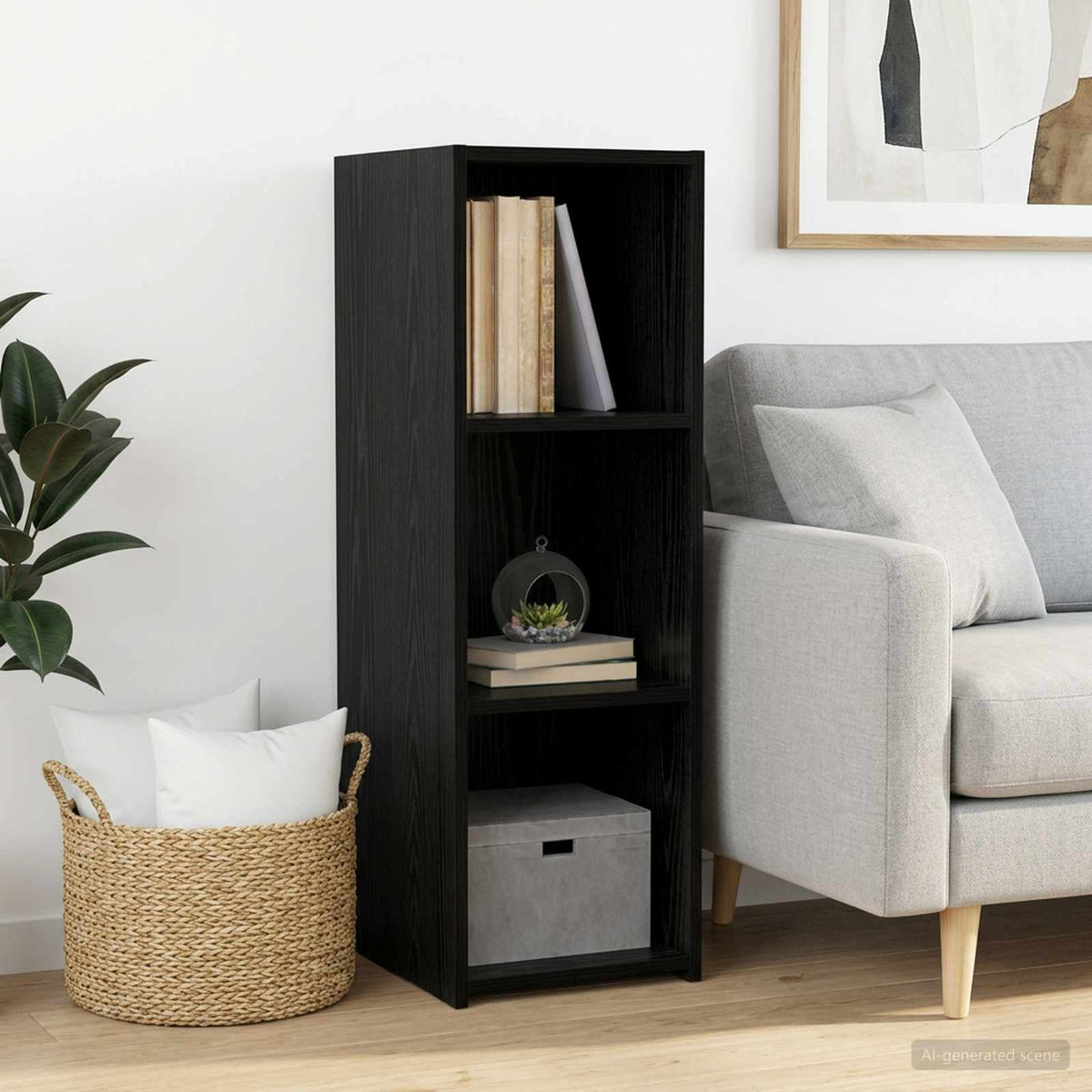 Sideboard Schwarz Eichen-Optik 30 x 41 x 93 cm Holzwerkstoff