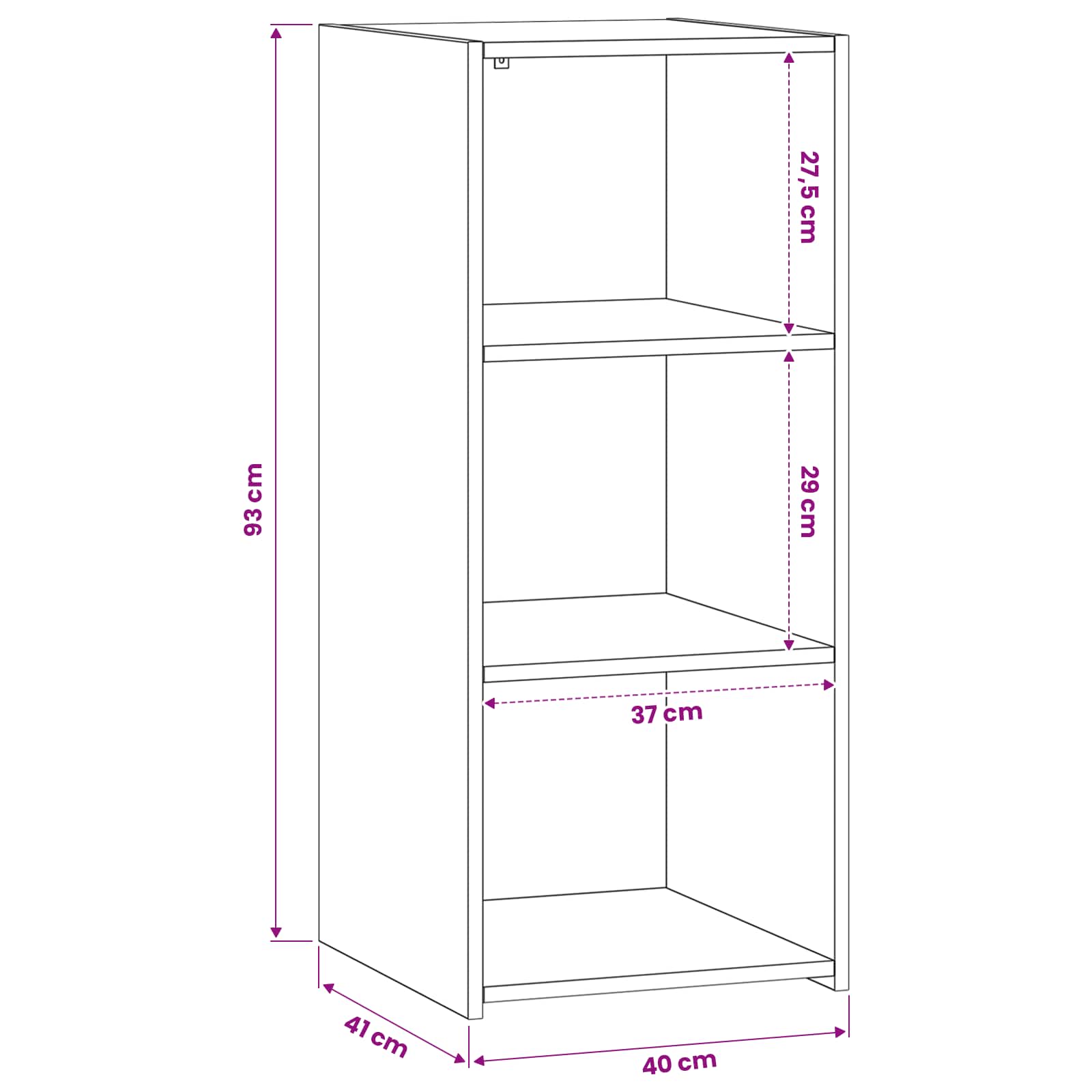 Sideboard Artisan-Eiche 40 x 41 x 93 cm Holzwerkstoff