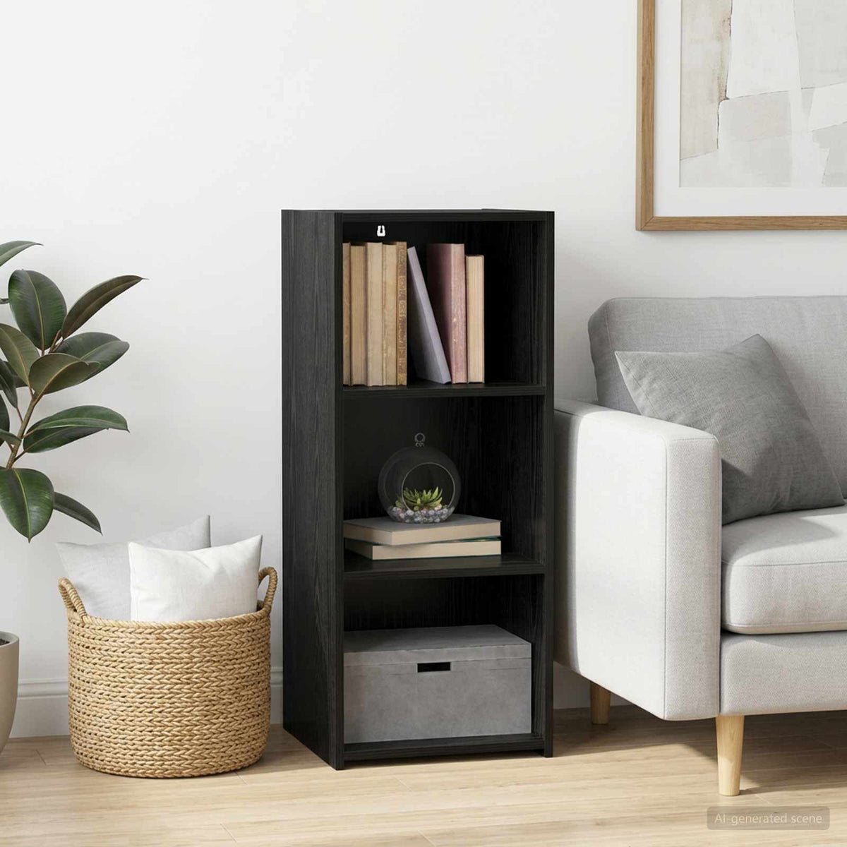 Sideboard Schwarz Eichen-Optik 40 x 41 x 93 cm Holzwerkstoff