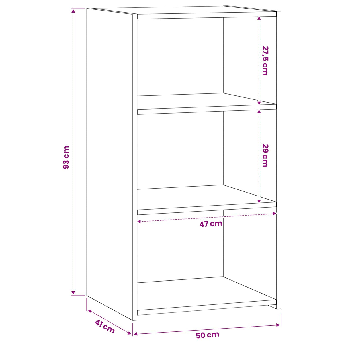 Sideboard Schwarz Eichen-Optik 50 x 41 x 93 cm Holzwerkstoff