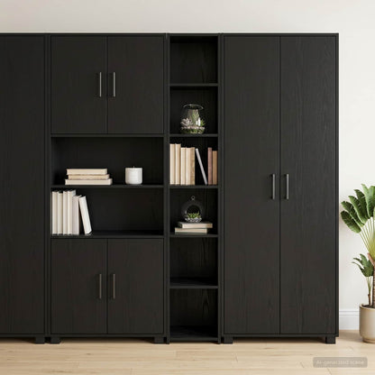 Highboard Schwarz Eichen-Optik 30 x 41 x 185 cm Holzwerkstoff
