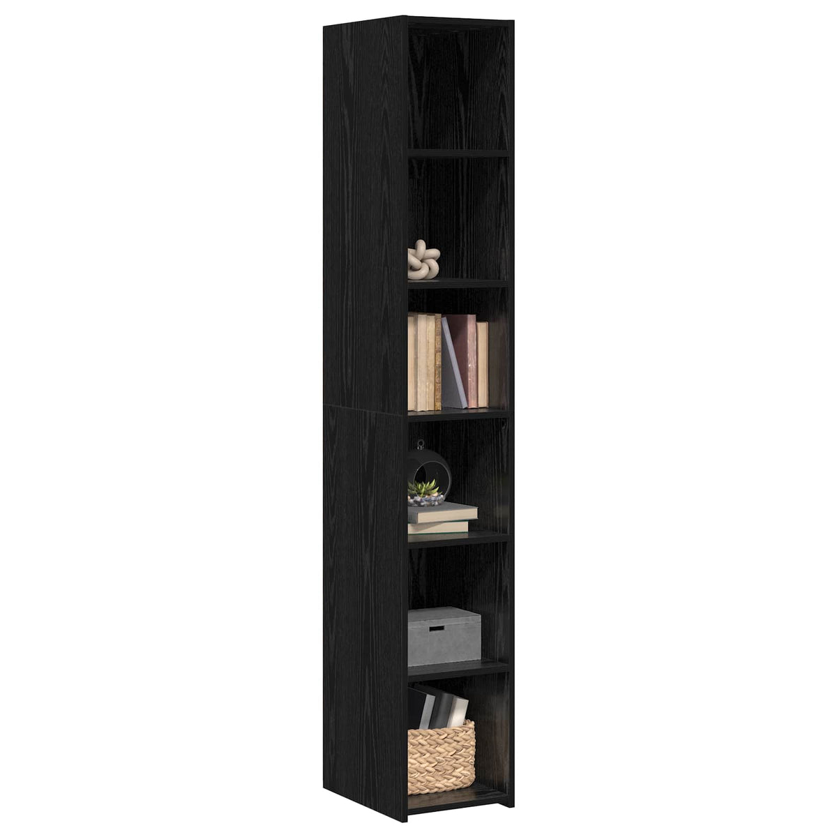 Highboard Schwarz Eichen-Optik 30 x 41 x 185 cm Holzwerkstoff