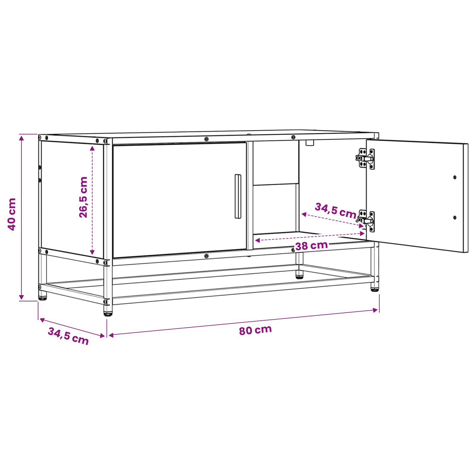 TV-Schränk 80 x 34,5 x 40 cm Altholz Holzwerkstoff