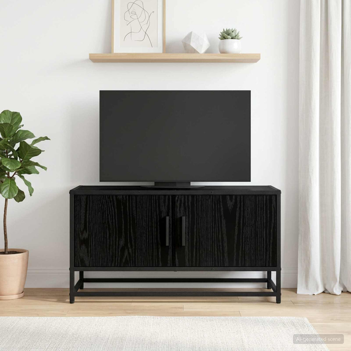 TV-Schränk 80 x 34,5 x 40 cm Schwarz Eichen-Optik Holzwerkstoff
