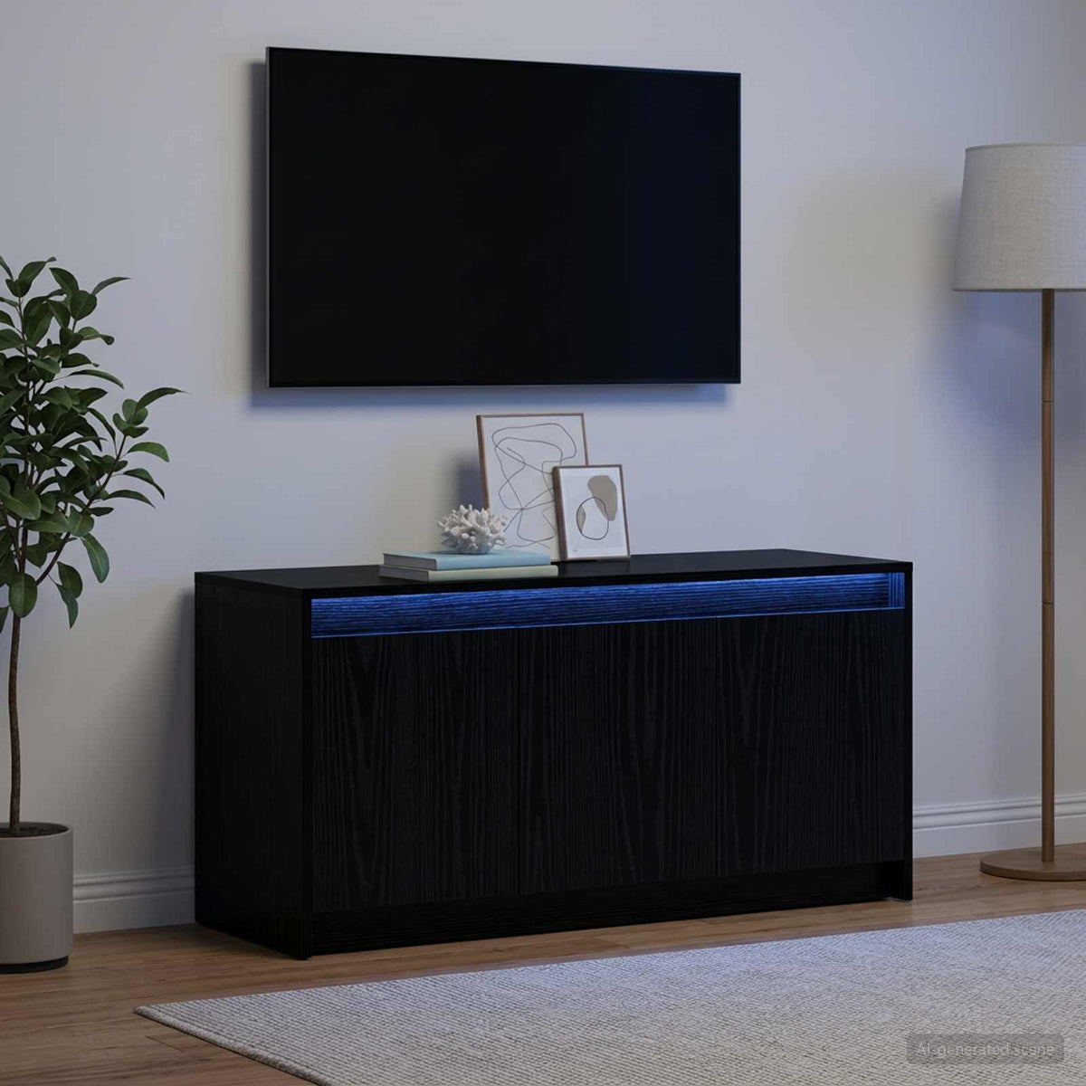 TV-Schränk 100 x 34 x 50 cm Schwarz Eichen-Optik Holzwerkstoff