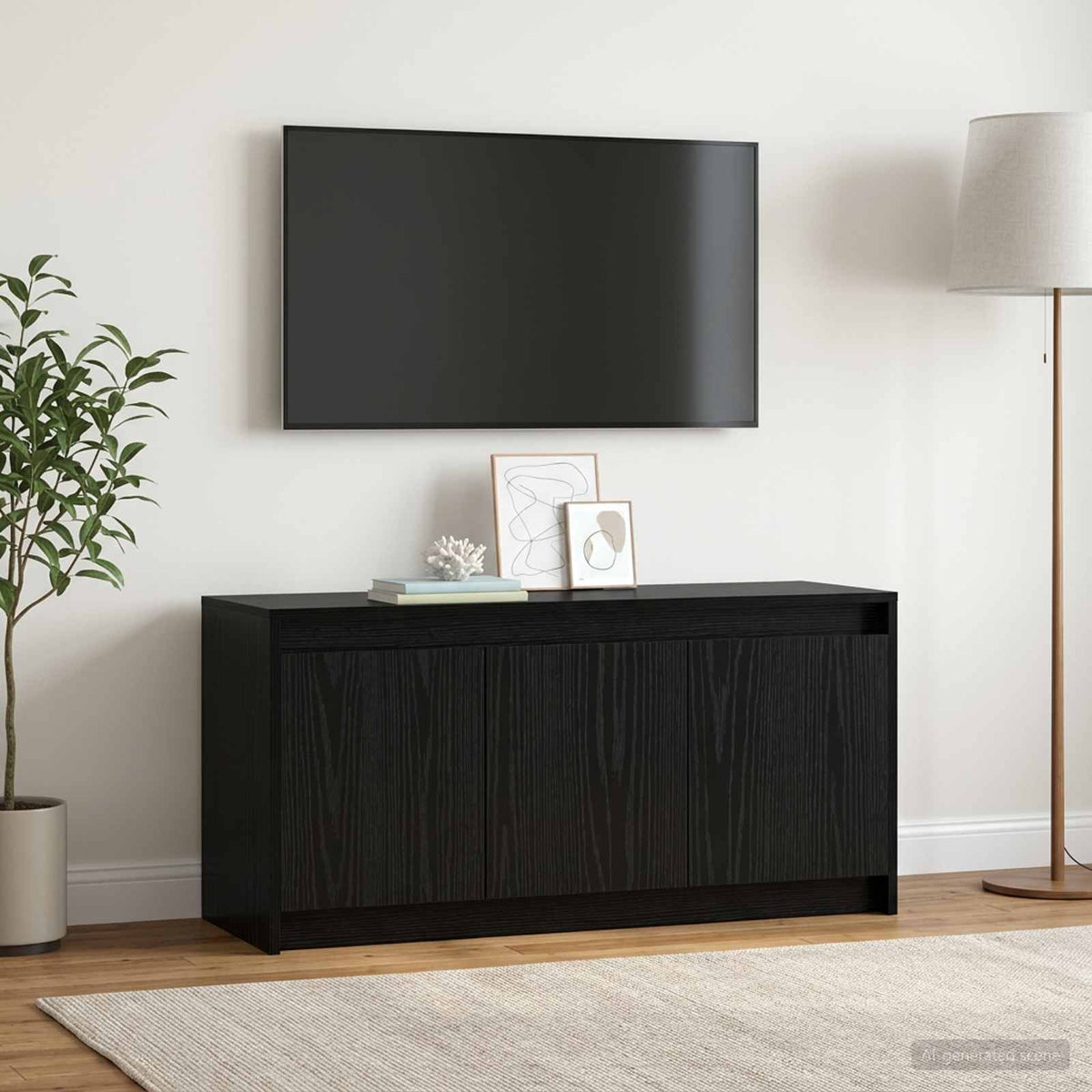 TV-Schränk 100 x 34 x 50 cm Schwarz Eichen-Optik Holzwerkstoff