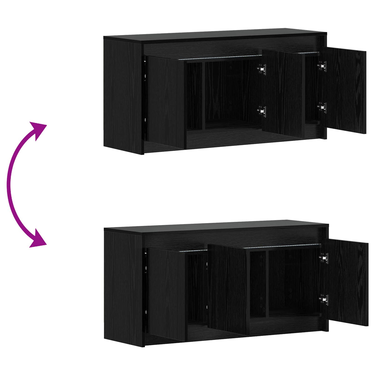 TV-Schränk 100 x 34 x 50 cm Schwarz Eichen-Optik Holzwerkstoff