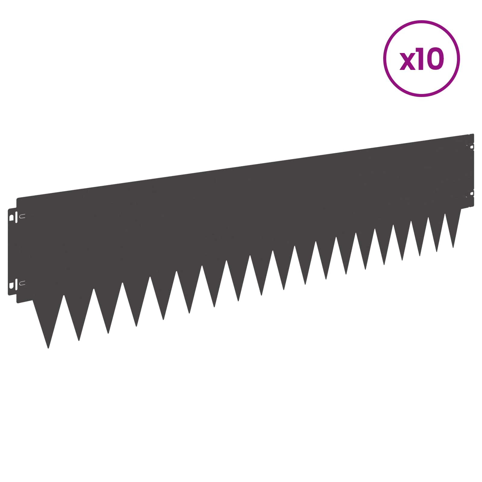 Rasenkante 10 stk. 103 x 25 cm Stahl Schwarz