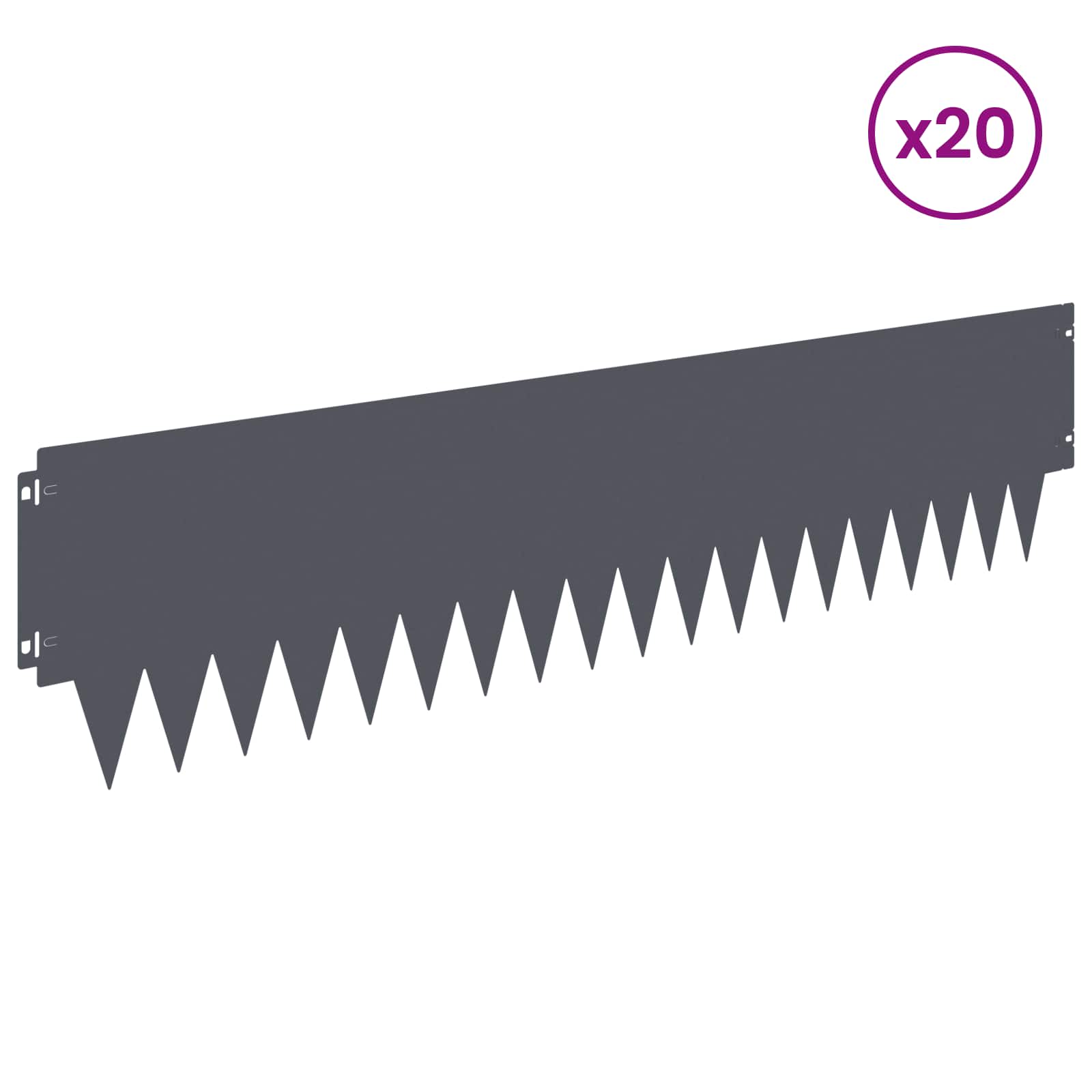 Rasenkante 20 stk. 103 x 25 cm Stahl Anthrazit