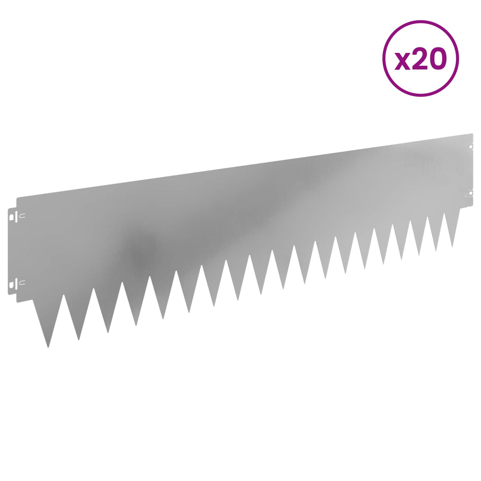 Rasenkante 20 stk. 103 x 25 cm Stahl Silber