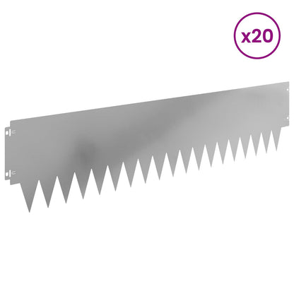 Rasenkante 20 stk. 103 x 25 cm Stahl Silber