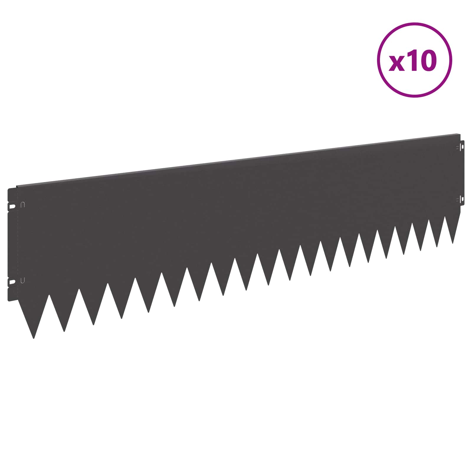 Rasenkante 10 stk. 103 x 25 cm Stahl Schwarz