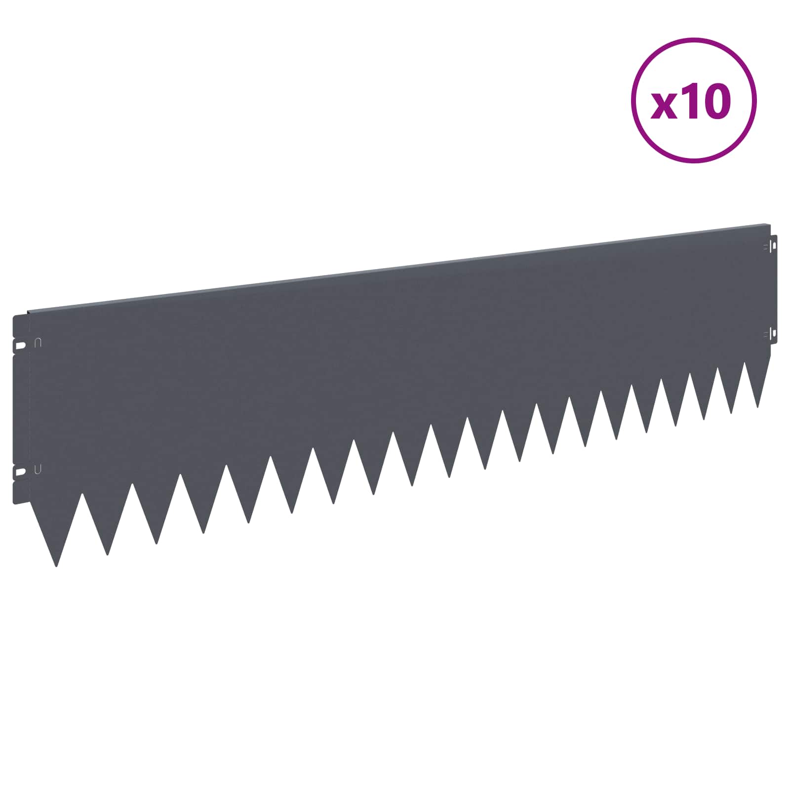 Rasenkante 10 stk. 103 x 25 cm Stahl Anthrazit