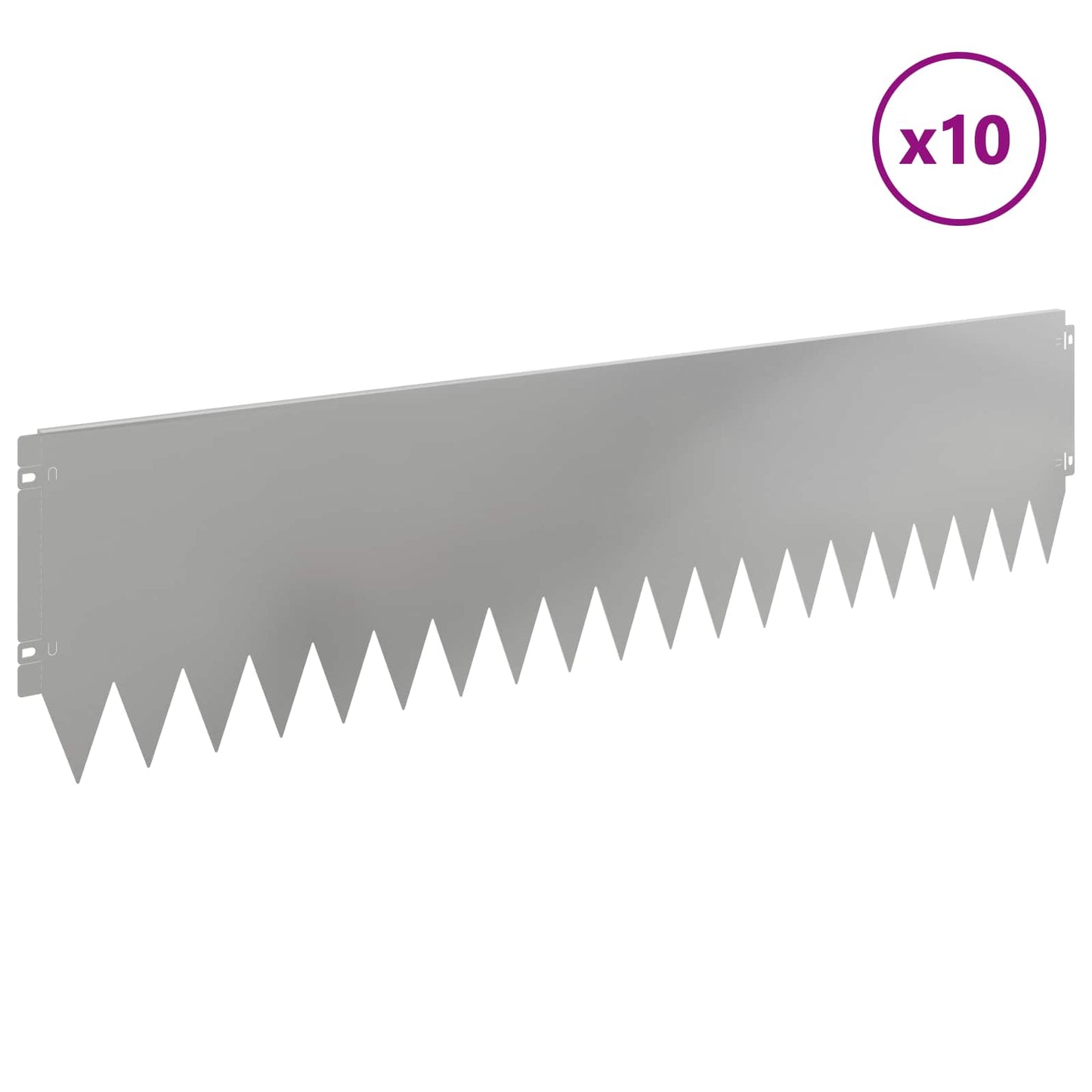 Rasenkante 10 stk. 103 x 25 cm Stahl Silber