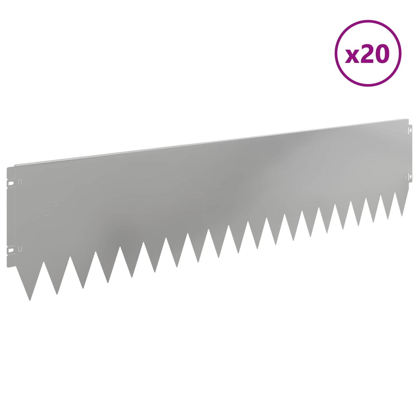 Rasenkante 20 stk. 103 x 25 cm Stahl Silber