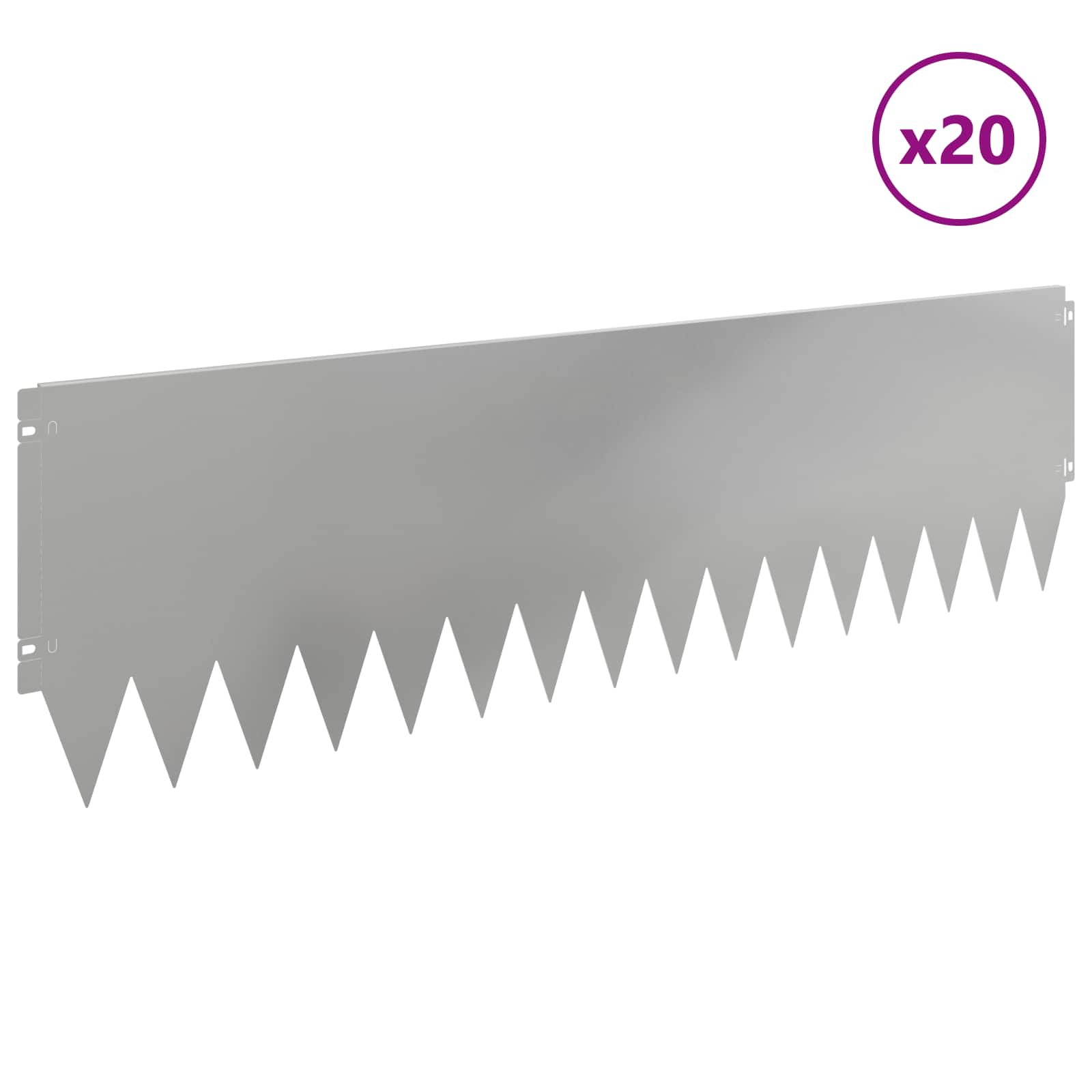 Rasenkante 20 stk. 103 x 30 cm Stahl Silber