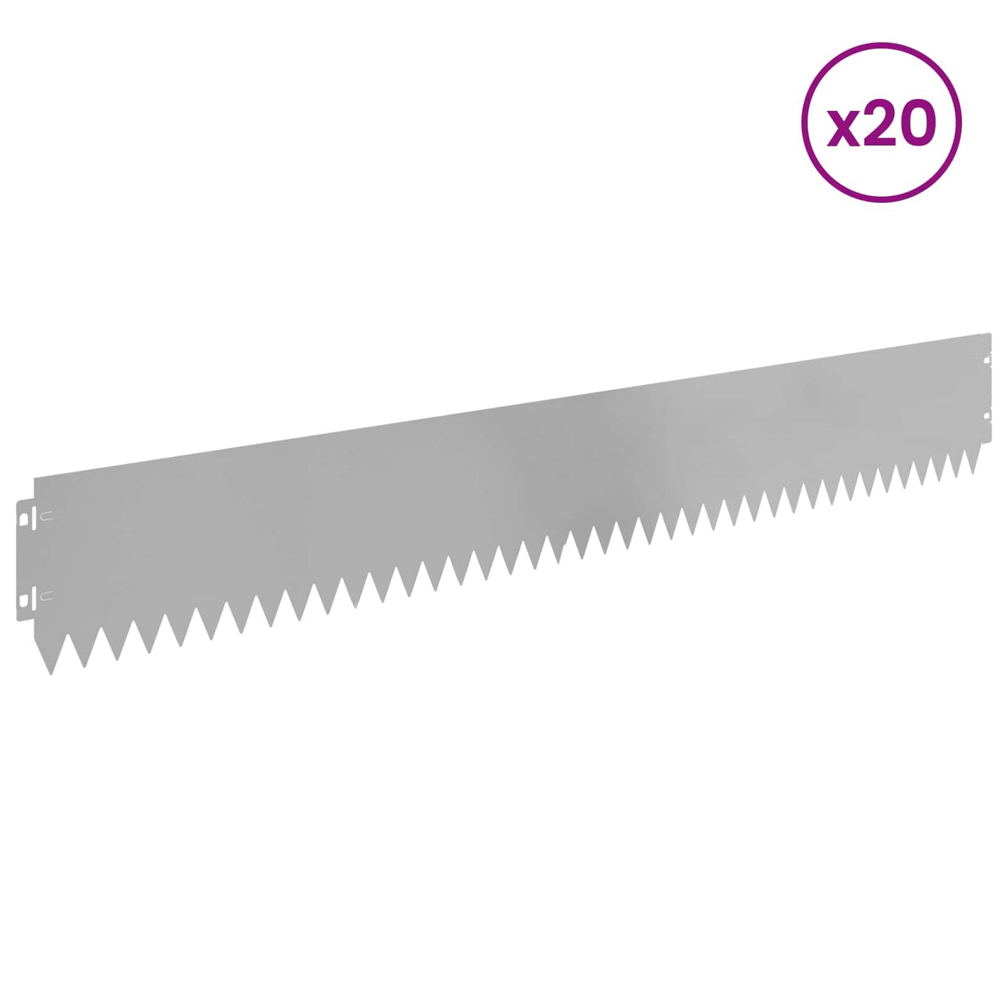 Rasenkante 20 stk. 103 x 15 cm Stahl Silber