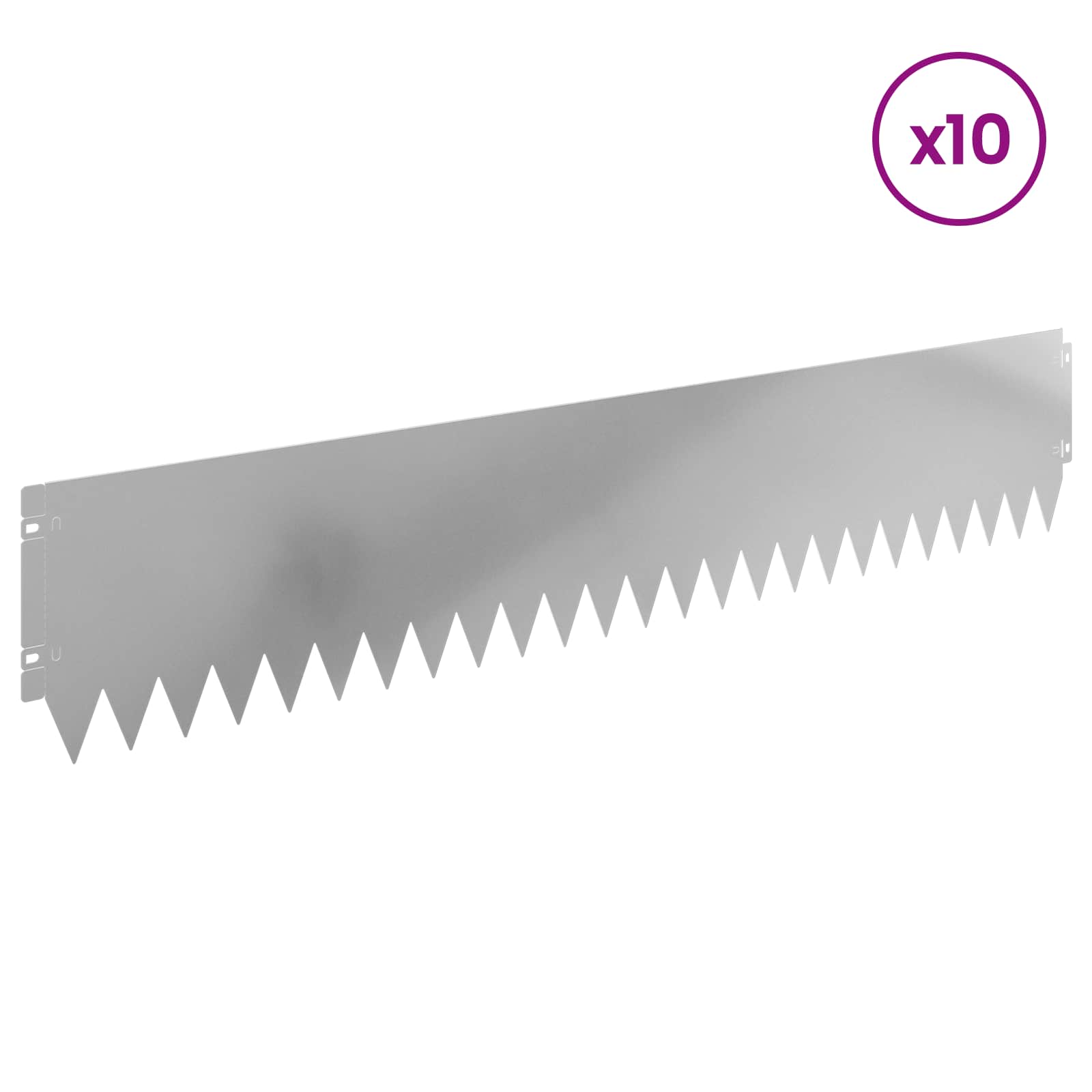 Rasenkante 10 stk. 103 x 20 cm Stahl Silber