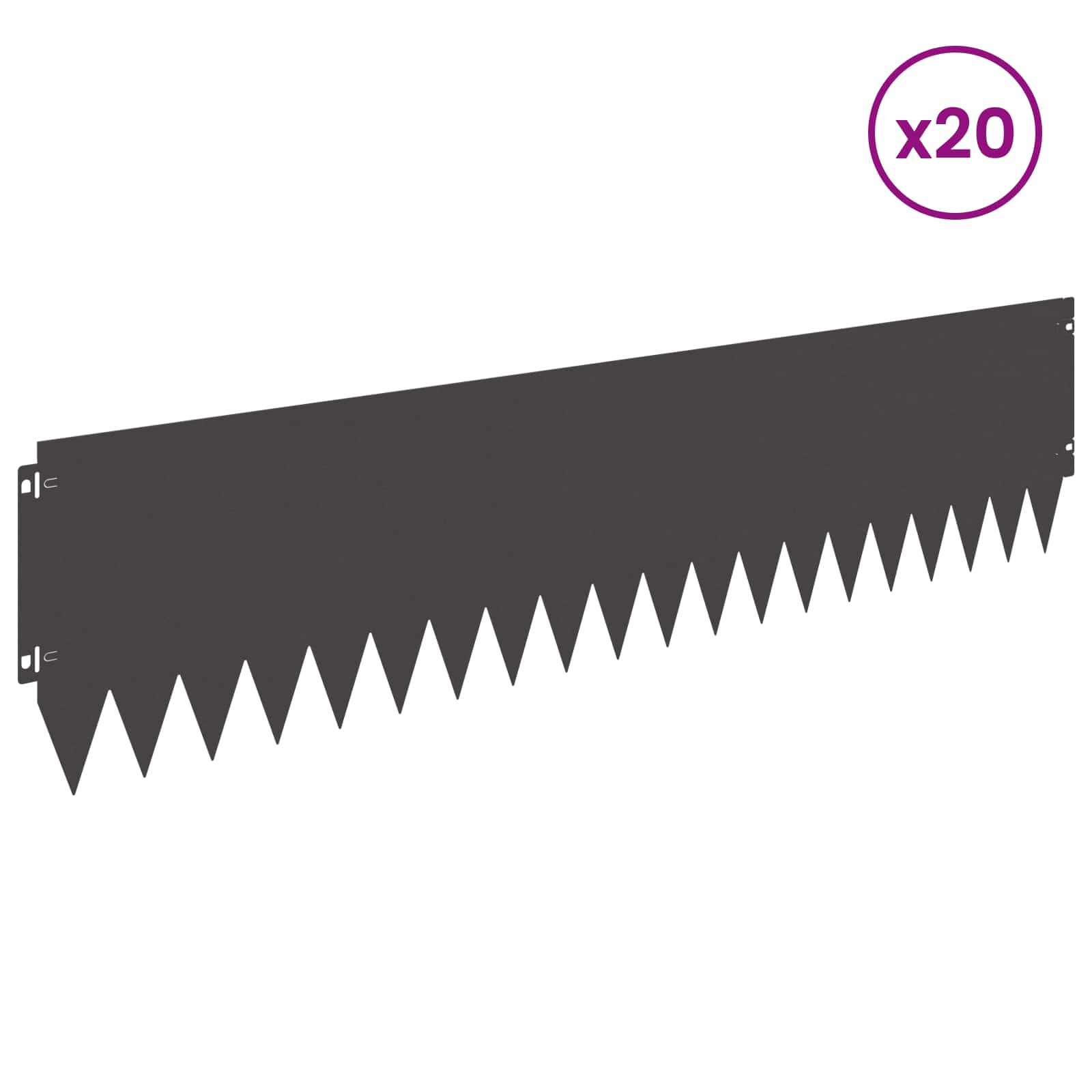 Rasenkante 20 stk. 103 x 25 cm Stahl Schwarz