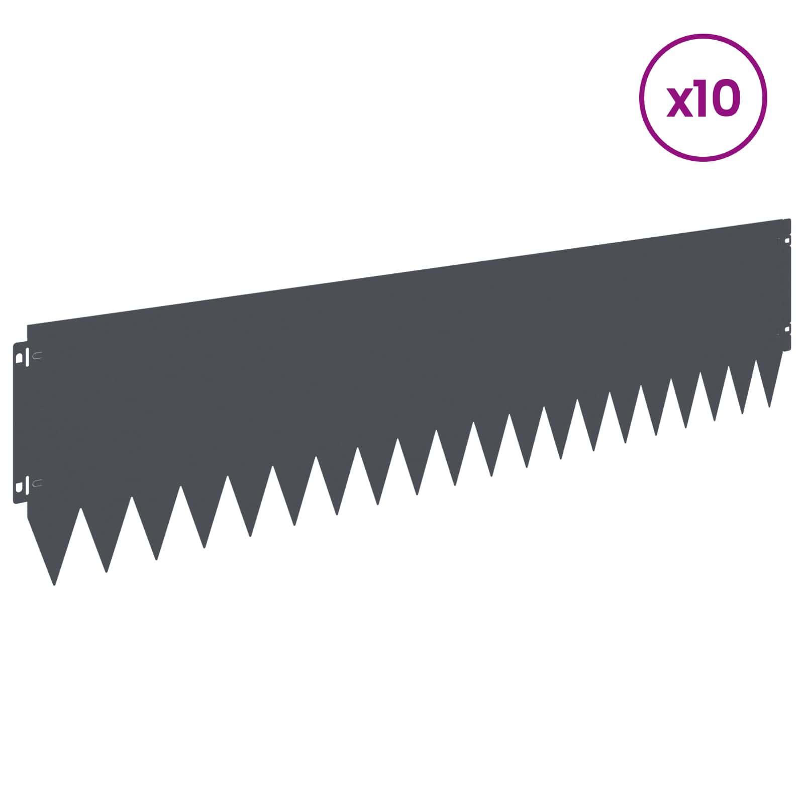 Rasenkante 10 stk. 103 x 25 cm Stahl Anthrazit