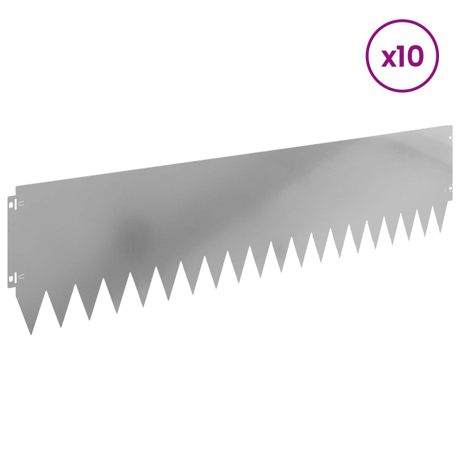 Rasenkante 10 stk. 103 x 25 cm Stahl Silber