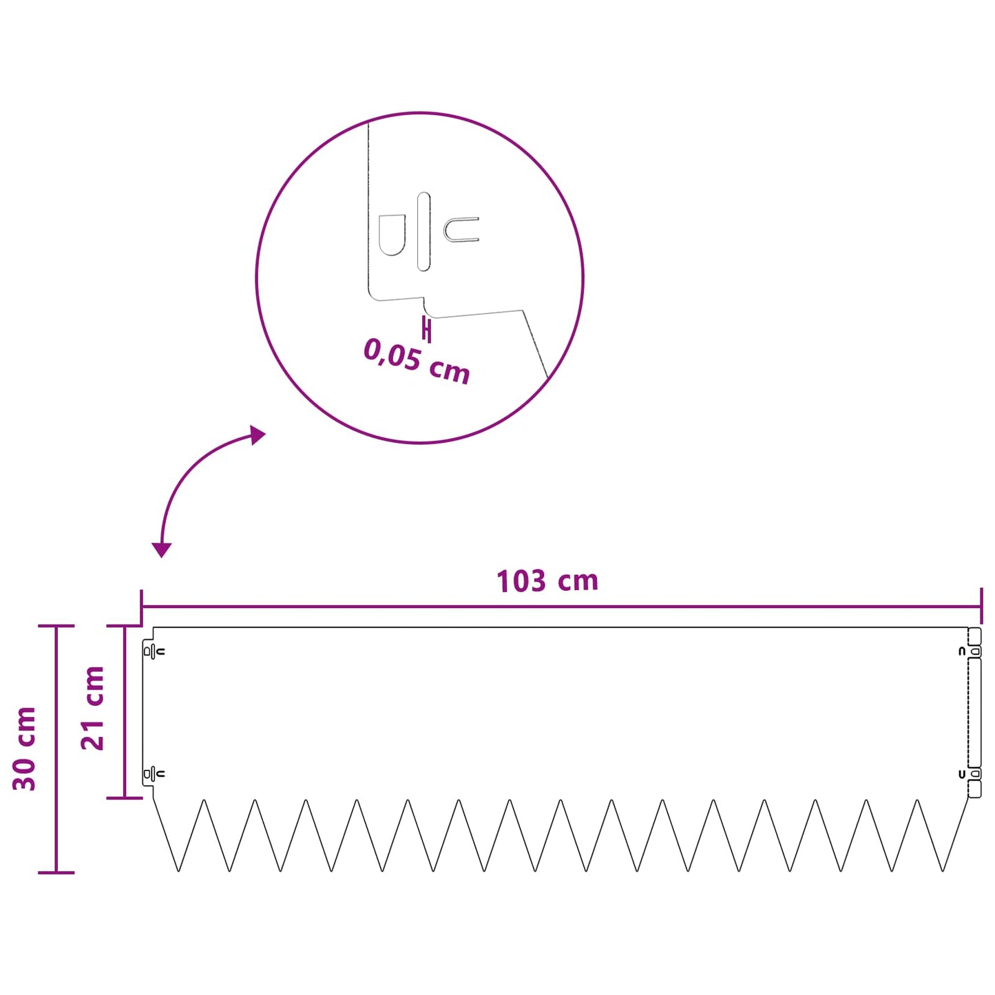 Rasenkante 10 stk. 103 x 30 cm Stahl Weiß