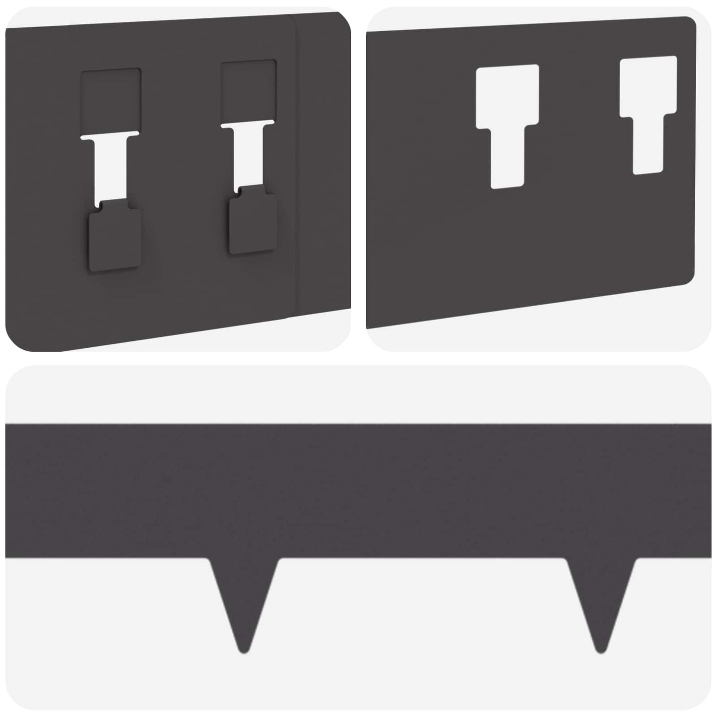 Raseneinfassung 20 stk. 100 x 12 cm Stahl Schwarz