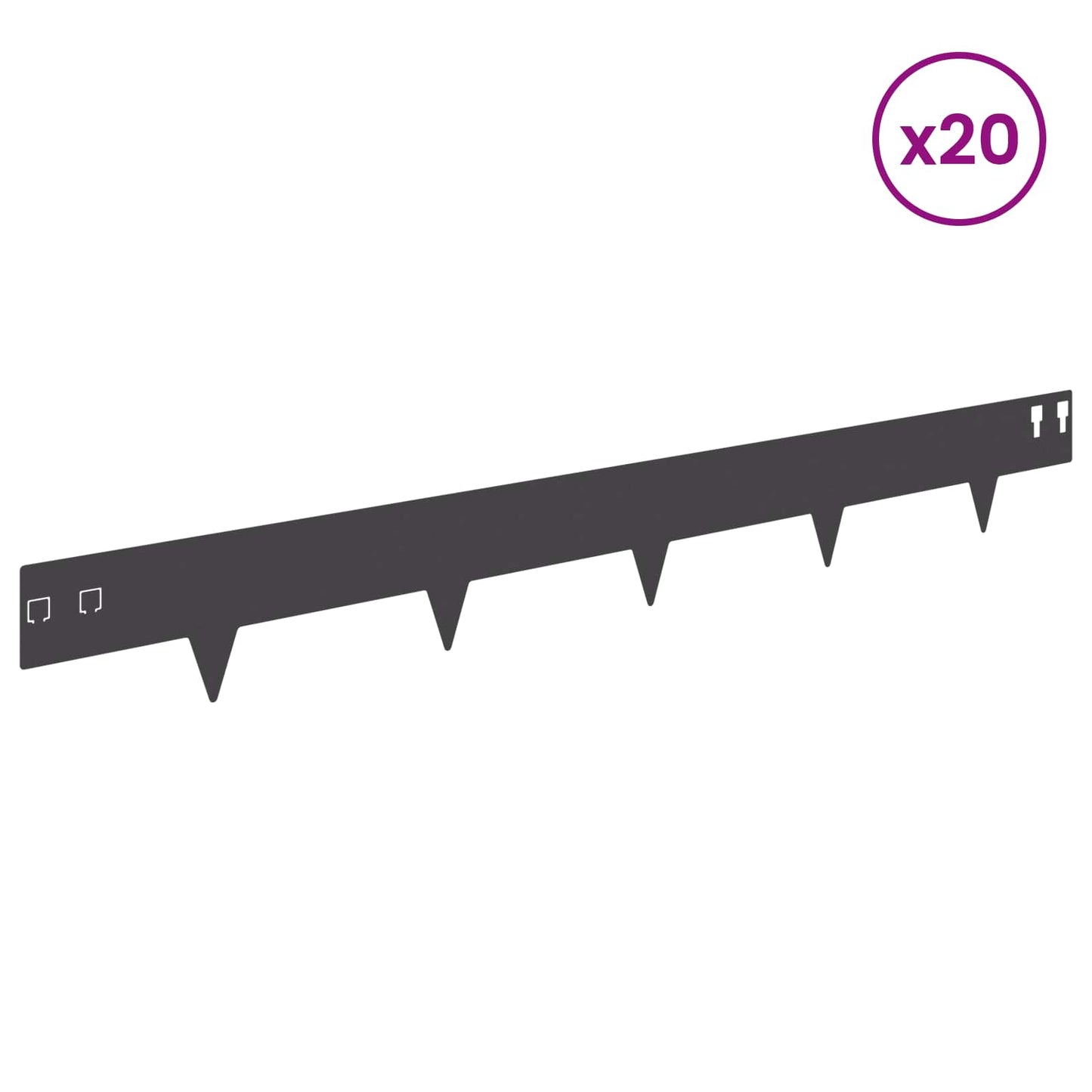 Raseneinfassung 20 stk. 100 x 12 cm Stahl Schwarz