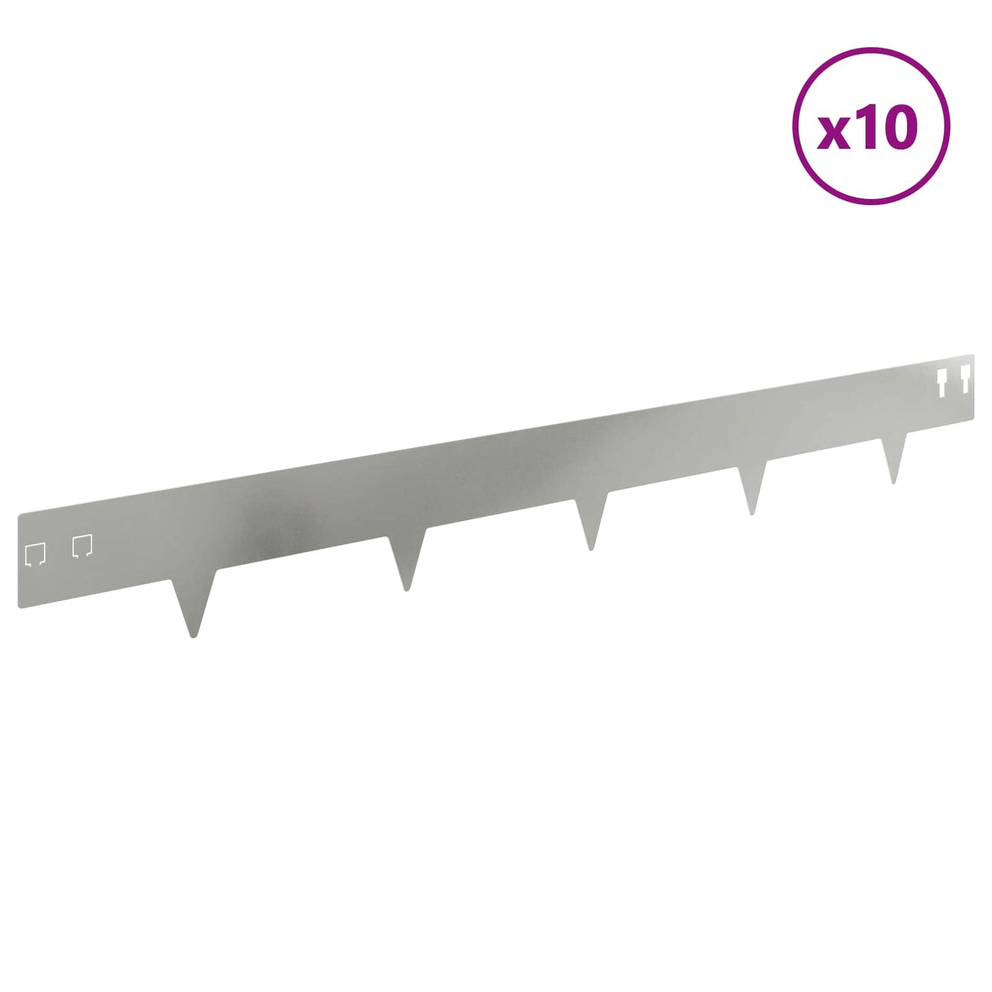 Raseneinfassung 10 stk. 100 x 12 cm Stahl Silber