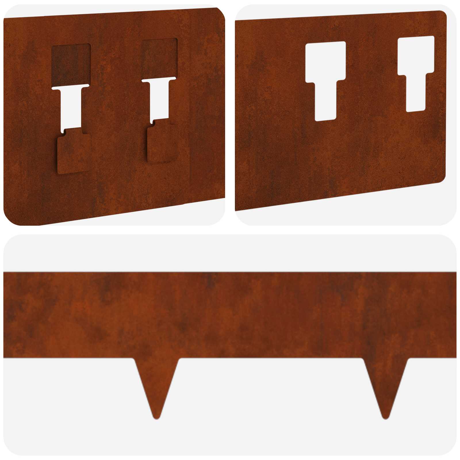 Raseneinfassung 30 stk. 100 x 12 cm Stahl Rostig
