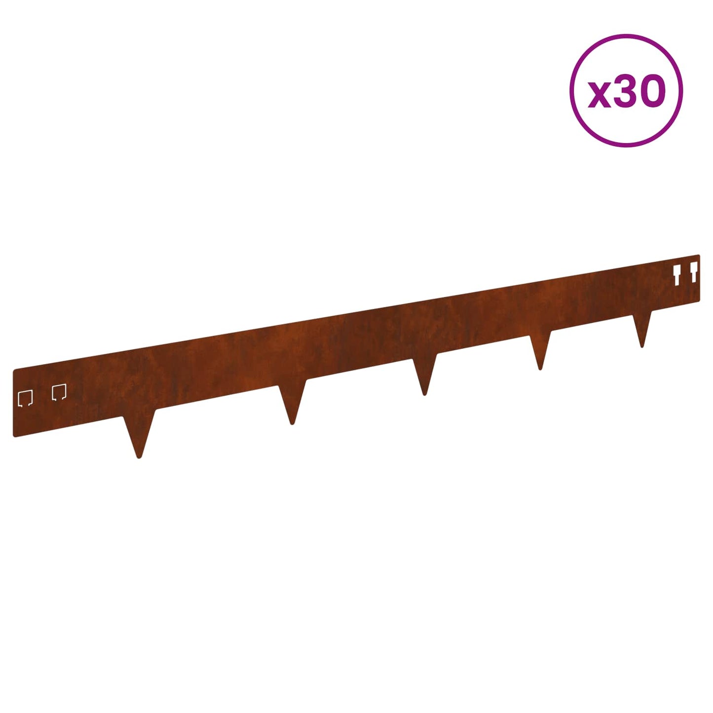 Raseneinfassung 30 stk. 100 x 12 cm Stahl Rostig