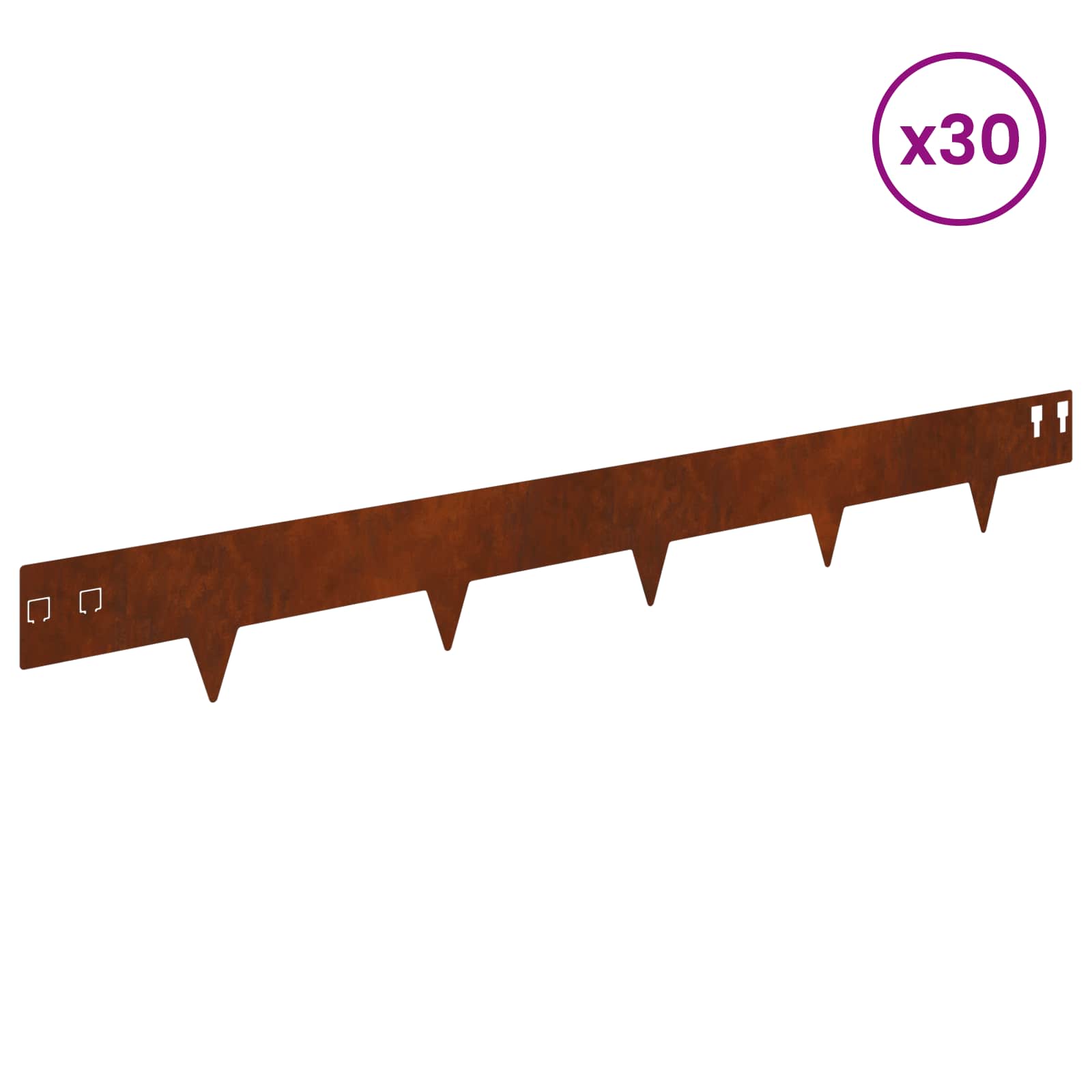Raseneinfassung 30 stk. 100 x 12 cm Stahl Rostig