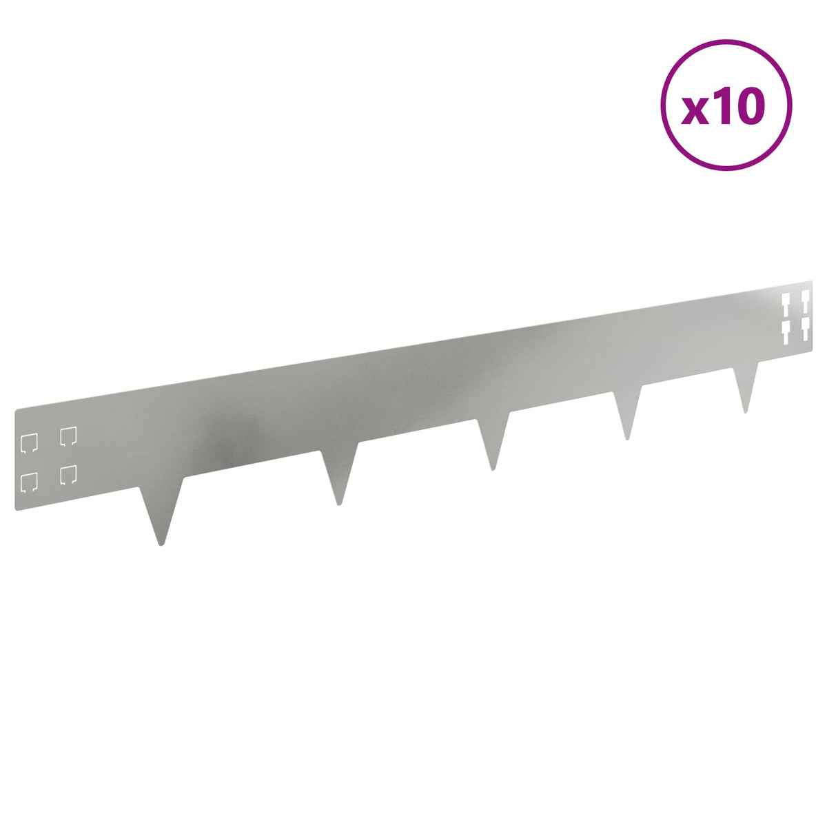 Raseneinfassung 10 stk. 100 x 15 cm Stahl Silber