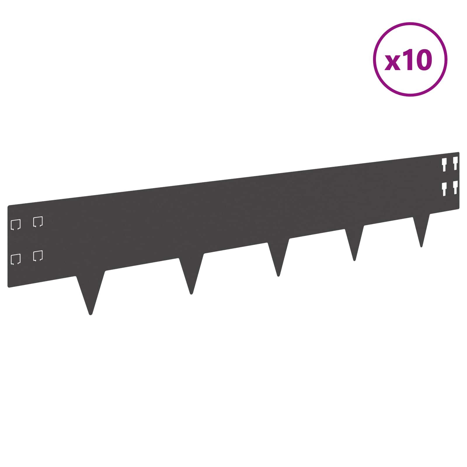 Raseneinfassung 10 stk. 100 x 20 cm Stahl Schwarz
