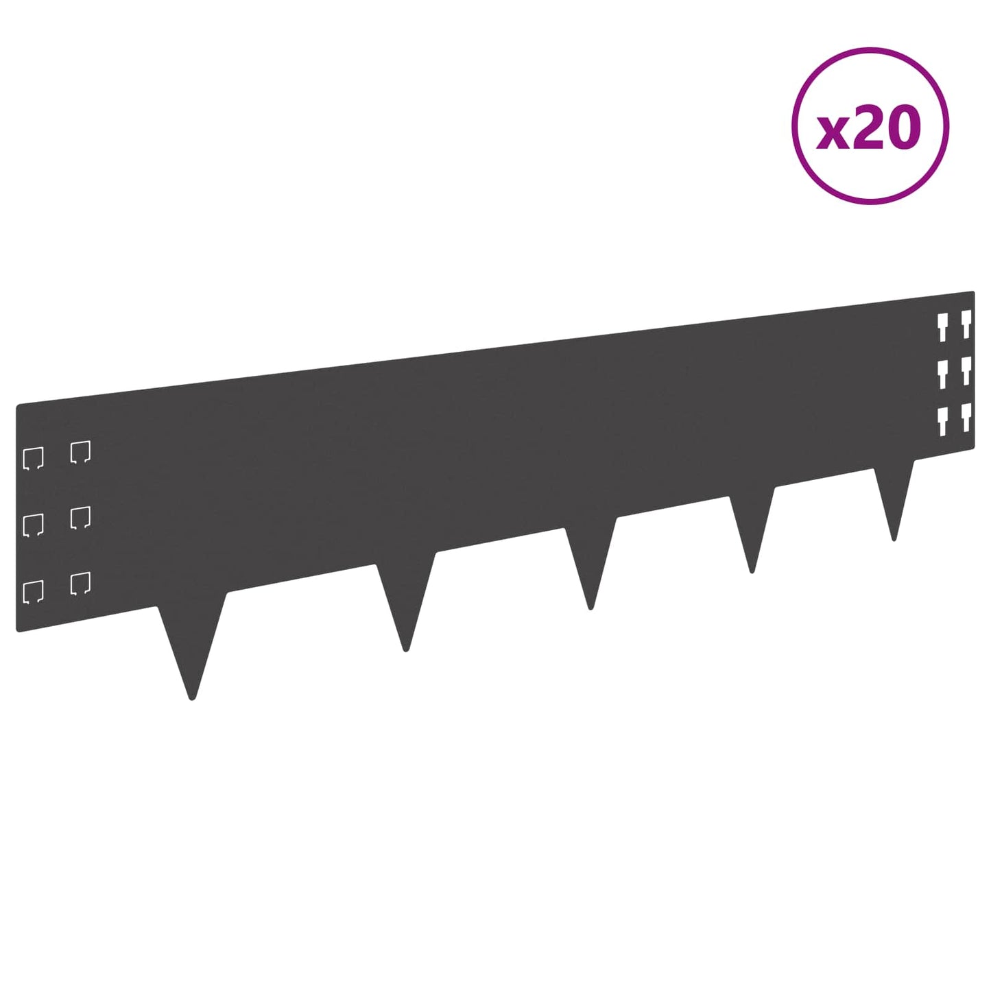 Raseneinfassung 20 stk. 100 x 25 cm Stahl Schwarz