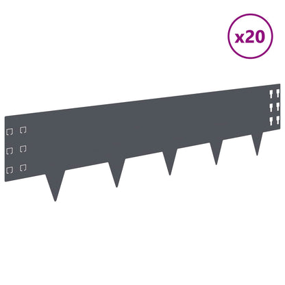 Raseneinfassung 20 stk. 100 x 25 cm Stahl Anthrazit