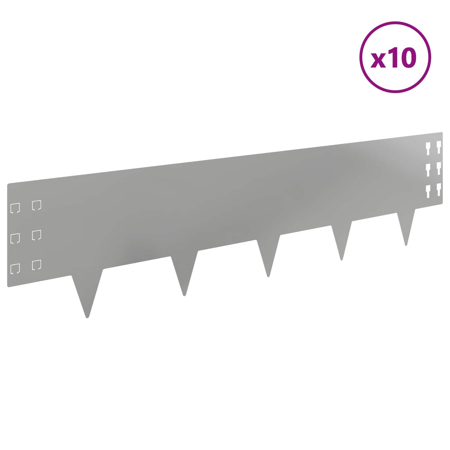 Raseneinfassung 10 stk. 100 x 25 cm Stahl Silber