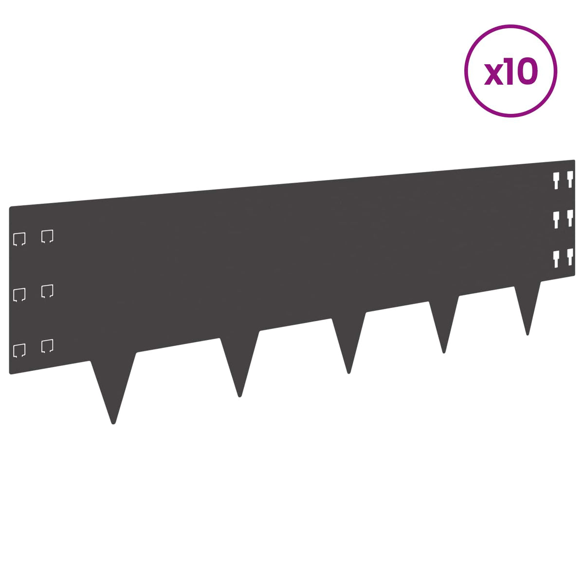 Raseneinfassung 10 stk. 100 x 30 cm Stahl Schwarz