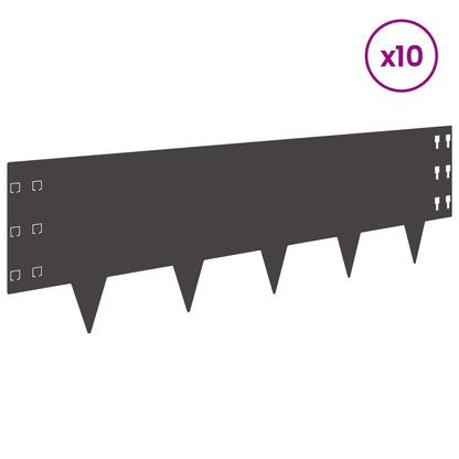Raseneinfassung 10 stk. 100 x 30 cm Stahl Schwarz