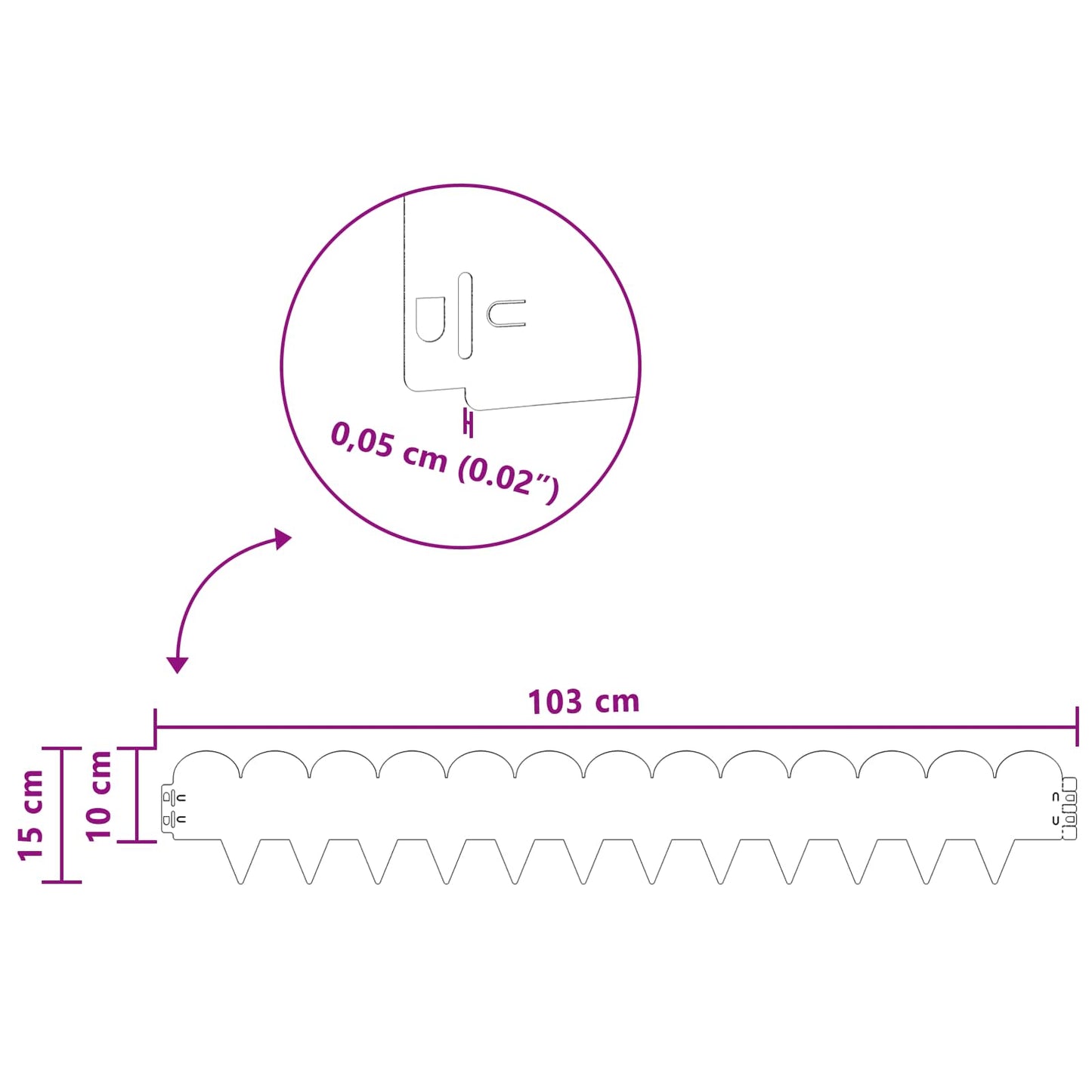 Raseneinfassung 20 stk. 103 x 15 cm Stahl Rostig
