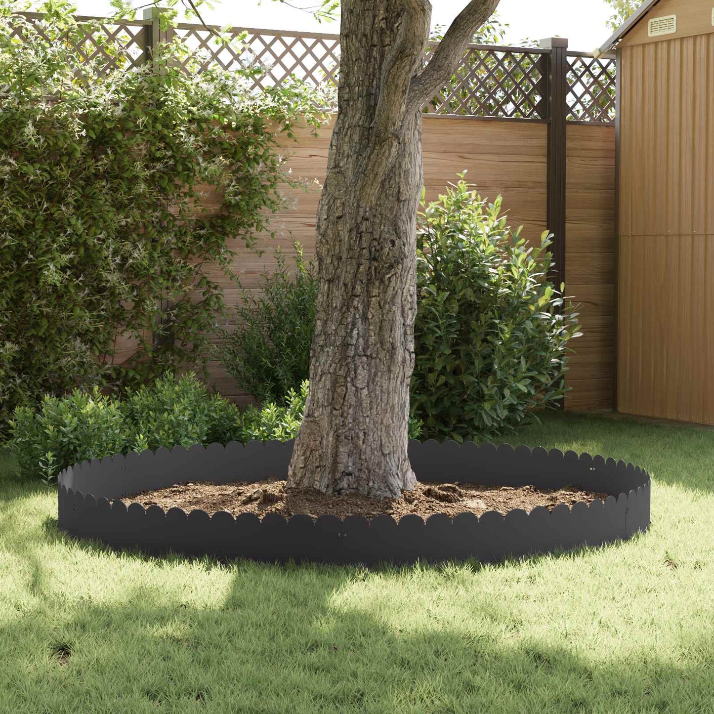 Raseneinfassung 10 stk. 103 x 25 cm Stahl Schwarz