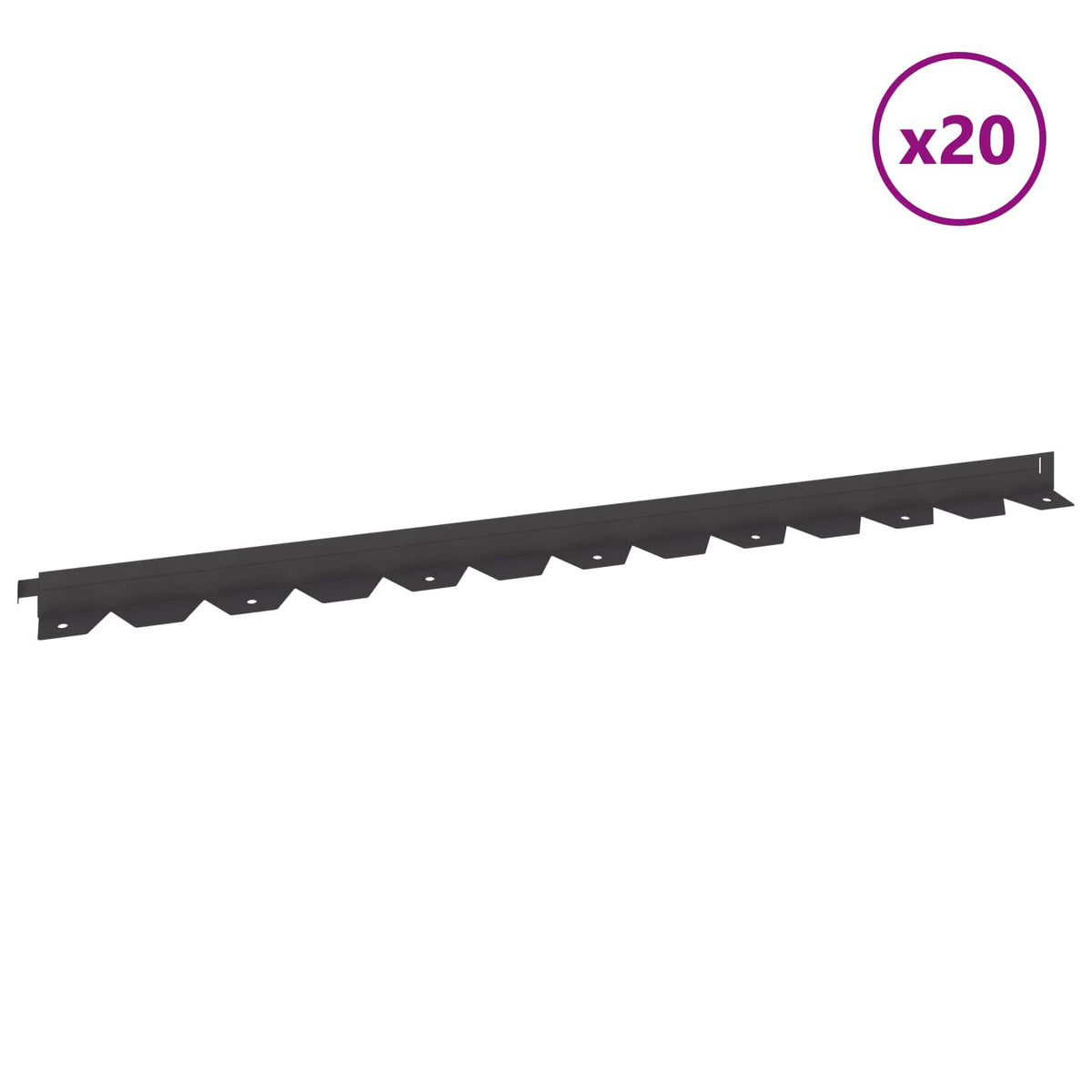 Raseneinfassung 20 stk. 102 x 4 x 4 cm Stahl Schwarz