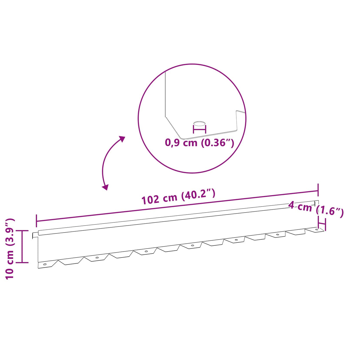 Raseneinfassung 20 stk. 102 x 10 x 4 cm Stahl Schwarz
